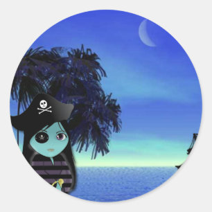 Lil' Witch the Pirate Halloween Classic Round Sticker