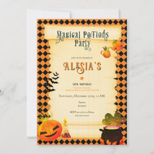 Lil' Wizards Witches & Potions Halloween Birthday Invitation