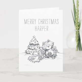 Lil Wolf Christmas Tree Card