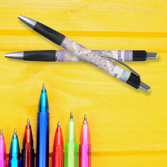 Lila Flower Mandala Colourful pattern personalised (Lila Flower Mandala Colorful pattern personalized Pen)