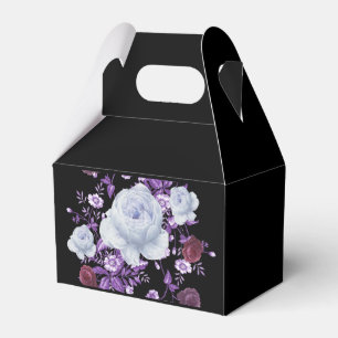 LILA FLOWERS,BLACK BACKGROUND FAVOUR BOX