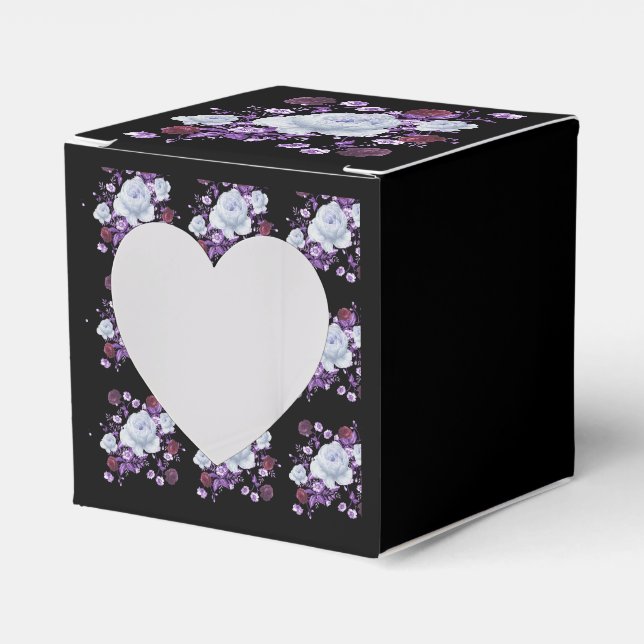 LILA FLOWERS,BLACK BACKGROUND FAVOUR BOX (Front Side)