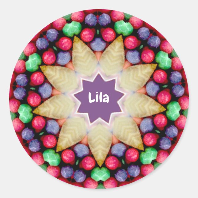 LILA ~ Personalized Easter Candy Pattern ~ Classic Round Sticker (Front)