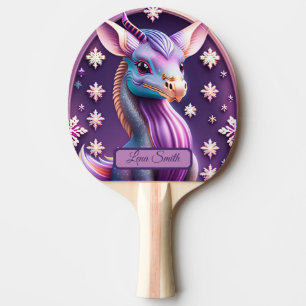 Lila Pink Drache, fantasievolle Digital Art Ping Pong Paddle