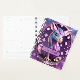 Lila Pink Drache, fantasievolle Digital Art Planner