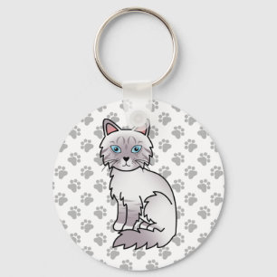 Lila Point Tabby Birman / Ragdoll Cat Illustration Key Ring