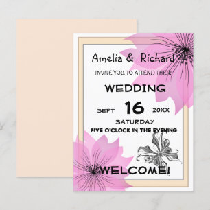 Lila wedding elegant flower floweral pink flower i invitation postcard