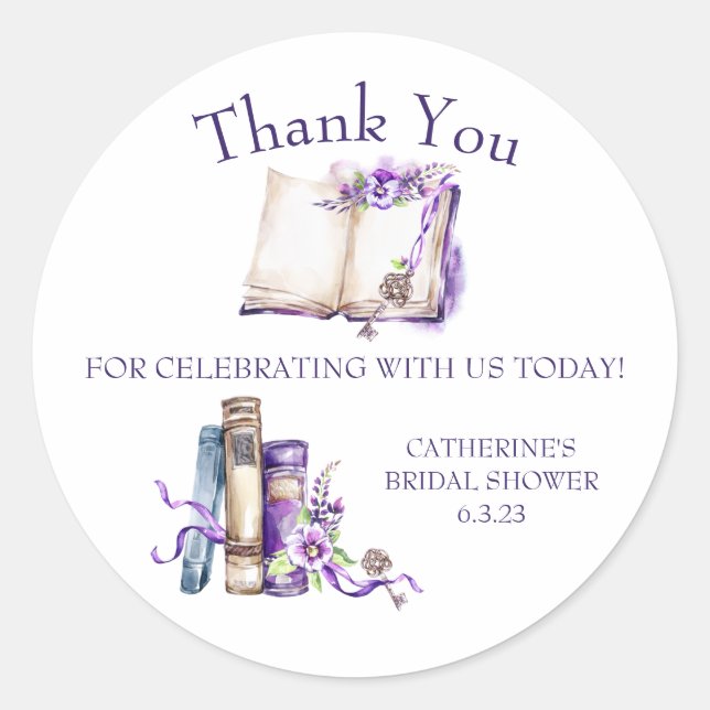 Lilac A New Chapter Begins Shower Favour Gift Classic Round Sticker (Front)