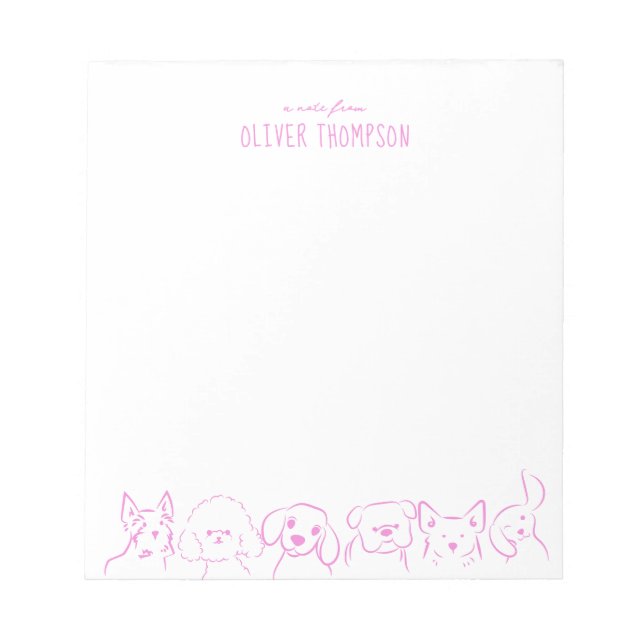 Lilac A Note From Cute Dog Animal Sketch Notepad (Front)