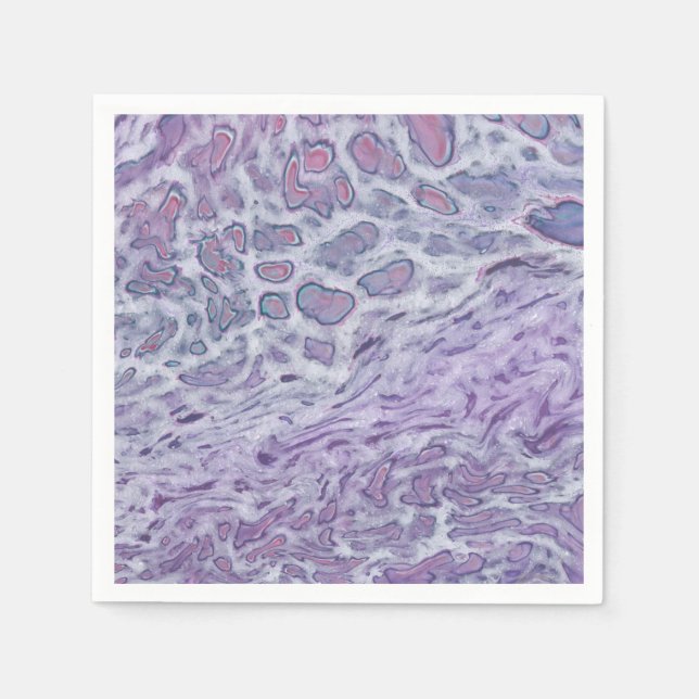 Lilac Acrylic Pouring Abstract Fluid Art Napkin (Front)