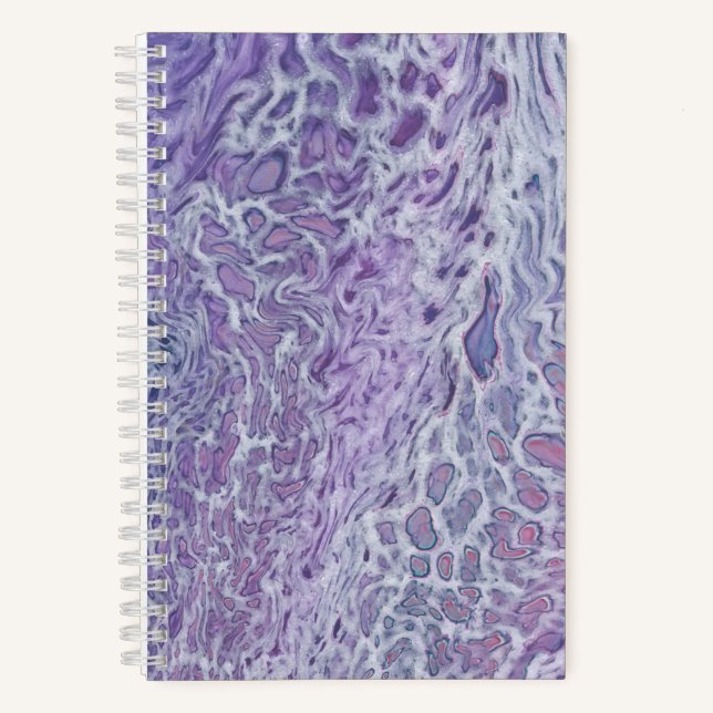 Lilac Acrylic Pouring Abstract Fluid Art Notebook (Front)