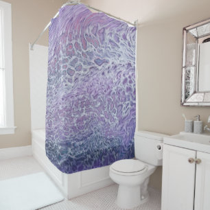 Lilac Acrylic Pouring Abstract Fluid Art Shower Curtain