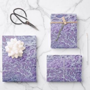 Lilac Acrylic Pouring Abstract Fluid Art Wrapping Paper Sheet