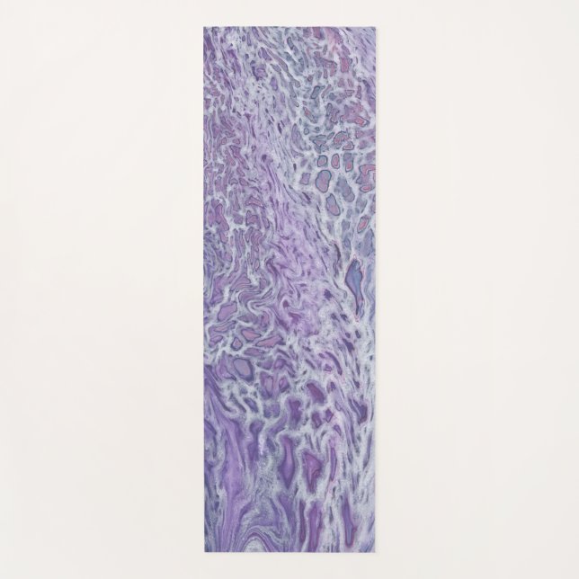 Lilac Acrylic Pouring Abstract Fluid Art  Yoga Mat (Front)