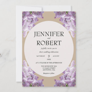 Lilac and Beige Wedding Invitation
