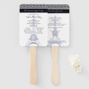 Lilac and Black Paris Quinceanera Program Hand Fan