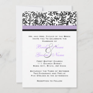 Lilac and Black Wedding Invitation