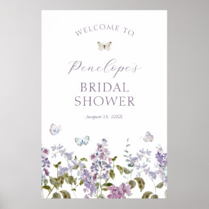 Lilac and Butterflies Bridal Shower Welcome Poster