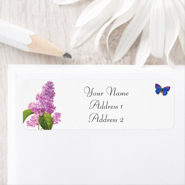 Lilac and Butterfly Address Labels (Insitu)