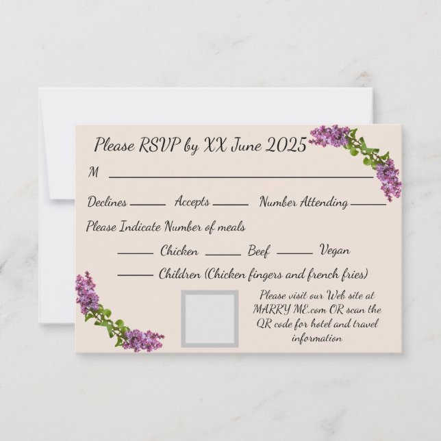 Lilac and Cream Response Card (Front)