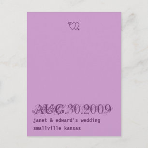 Lilac and Deep Purple Save the date postcard