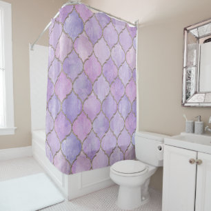 Lilac and Gold Moroccan Shower Curtain