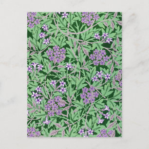 Lilac and green floral pattern postcard
