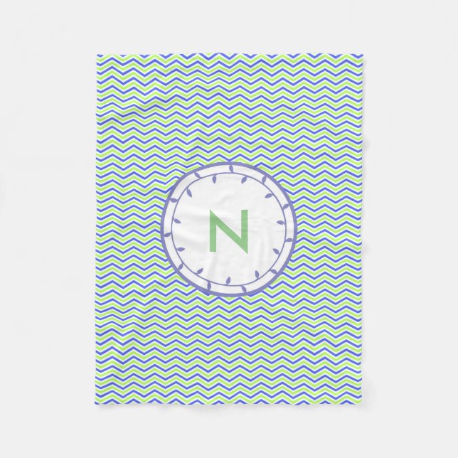 Lilac and Green Monogram Fleece Blanket Template (Front)