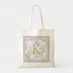 Lilac and Green Pastel Light Pattern Monogram Tote Bag