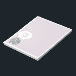 Lilac and Grey Elephant Kids Notepad<br><div class="desc">A cute,  grey elephant with a simple white speech bubble smiles on a lilac purple background. Personalise the name text to make this a kid friendly tear off stationery notepad.</div>