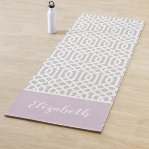 Lilac and Grey Trellis Monogram Editable Colours Yoga Mat