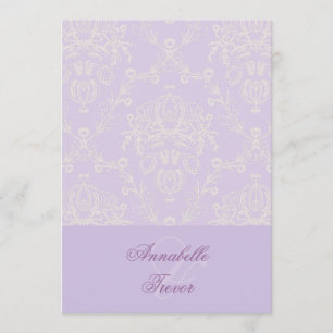 Lilac and ivory cream lace, custom wedding invitation