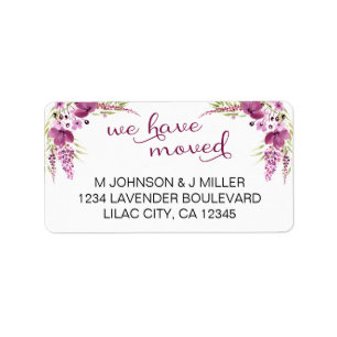 Lilac and Lavender Flowers - We Have Moved Address Label