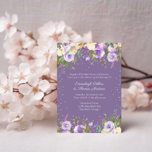 Lilac and Lavender Purple Passion Roses Wedding Invitation