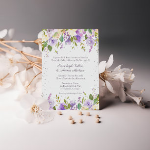 Lilac and Lavender Purple Roses Wedding Invitation