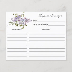 Lilac and Lavender Recipe Card