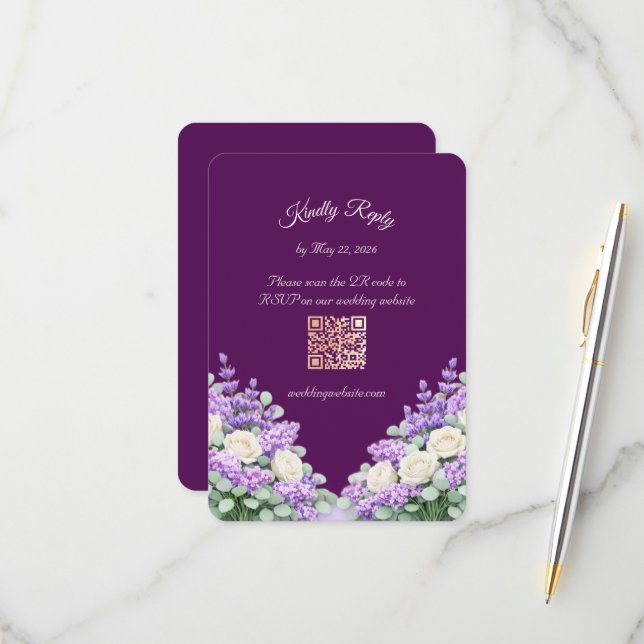 Lilac and Lavender RSVP Enclosure Card (Front/Back In Situ)