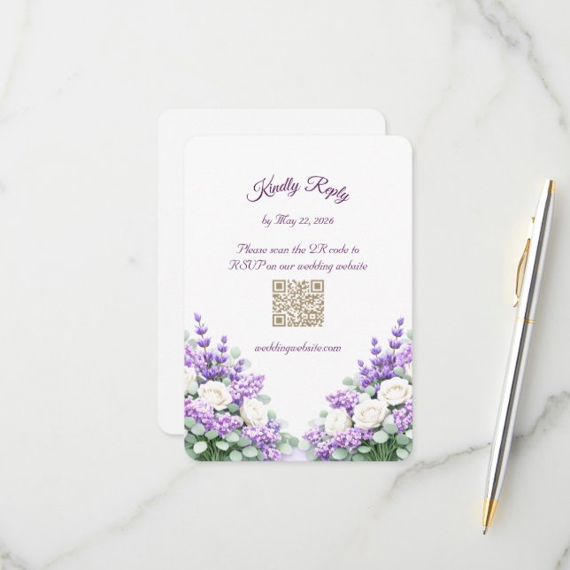 Lilac and Lavender RSVP Enclosure Card (Front/Back In Situ)