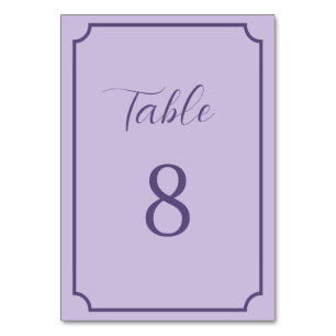 Lilac and Lavender Script Wedding Table Number
