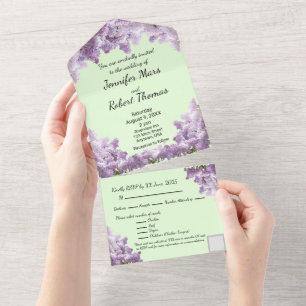 Lilac and Light Sage All In One Invitation