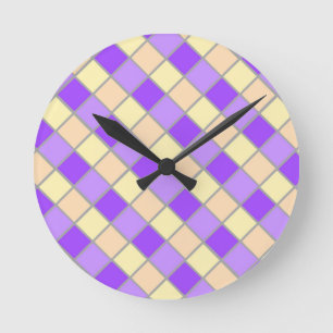 Lilac and Peach Round Clock
