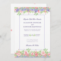 Lilac and Peoney Sophisticated Wedding Invitation