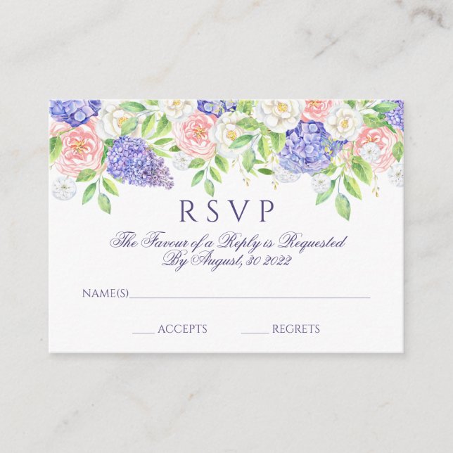 Lilac and Peony Sophisticated Wedding Enclosure Card (Front)