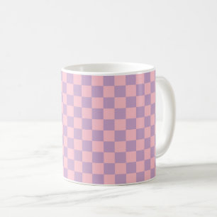 Lilac and Pink Chequerboard Coffee Mug