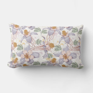 Lilac and Pink Floral Patterned Lumbar Cushion