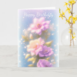 Lilac And Pink Flower Birthday Card