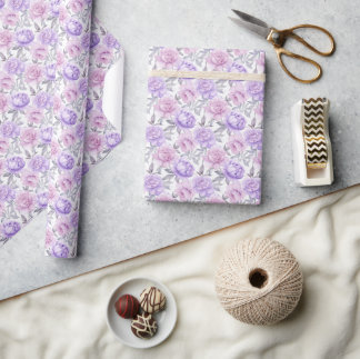 Lilac and Pink Peony Romantic Floral Wrapping Paper