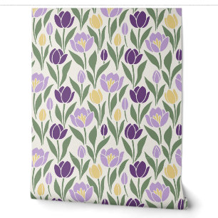 Lilac and Plum Tulip Flower Garden Wallpaper