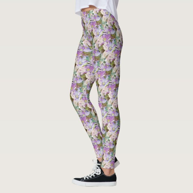 Lilac and purple floral leggings (Left)