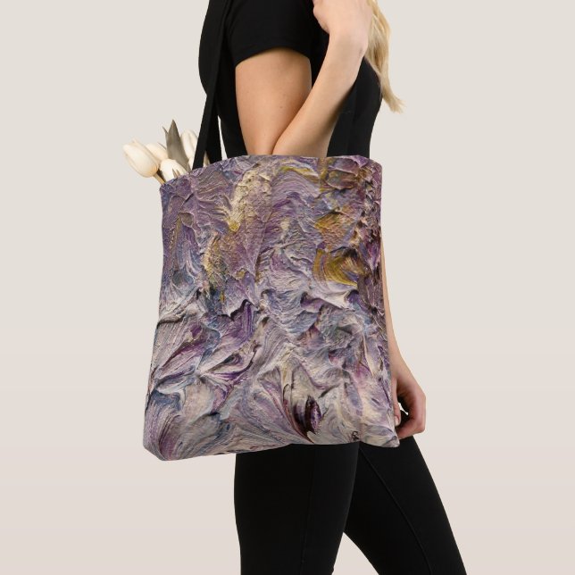 Lilac and purple funky abstract art bag (Close Up)